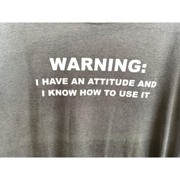 Vintage 90s Warning  I Have an Attitude and Know How to use it  funny Tshirt  L - Picture 2 of 7